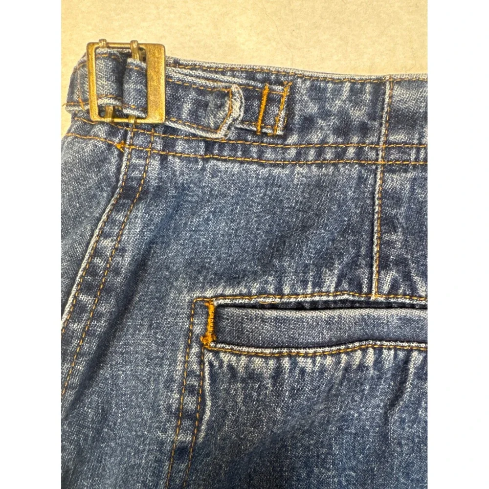 Lauren Ralph Lauren Denim Mini Skirt Medium Wash Cinch Back Pockets Size 10